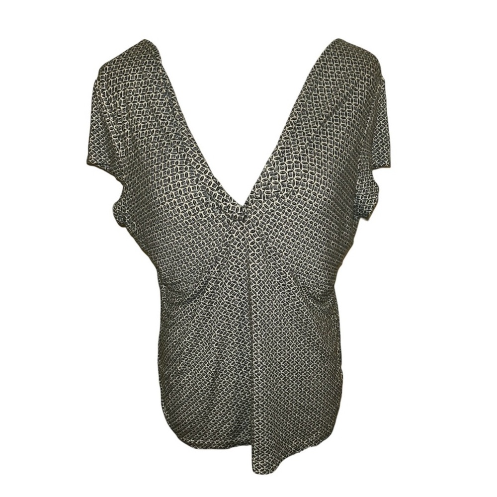 worthington stretch early y2k fitted v neck neutral toned blouse women’s large